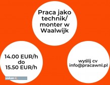 Praca w Waalwijk technik - monter 14.00 EUR/h 