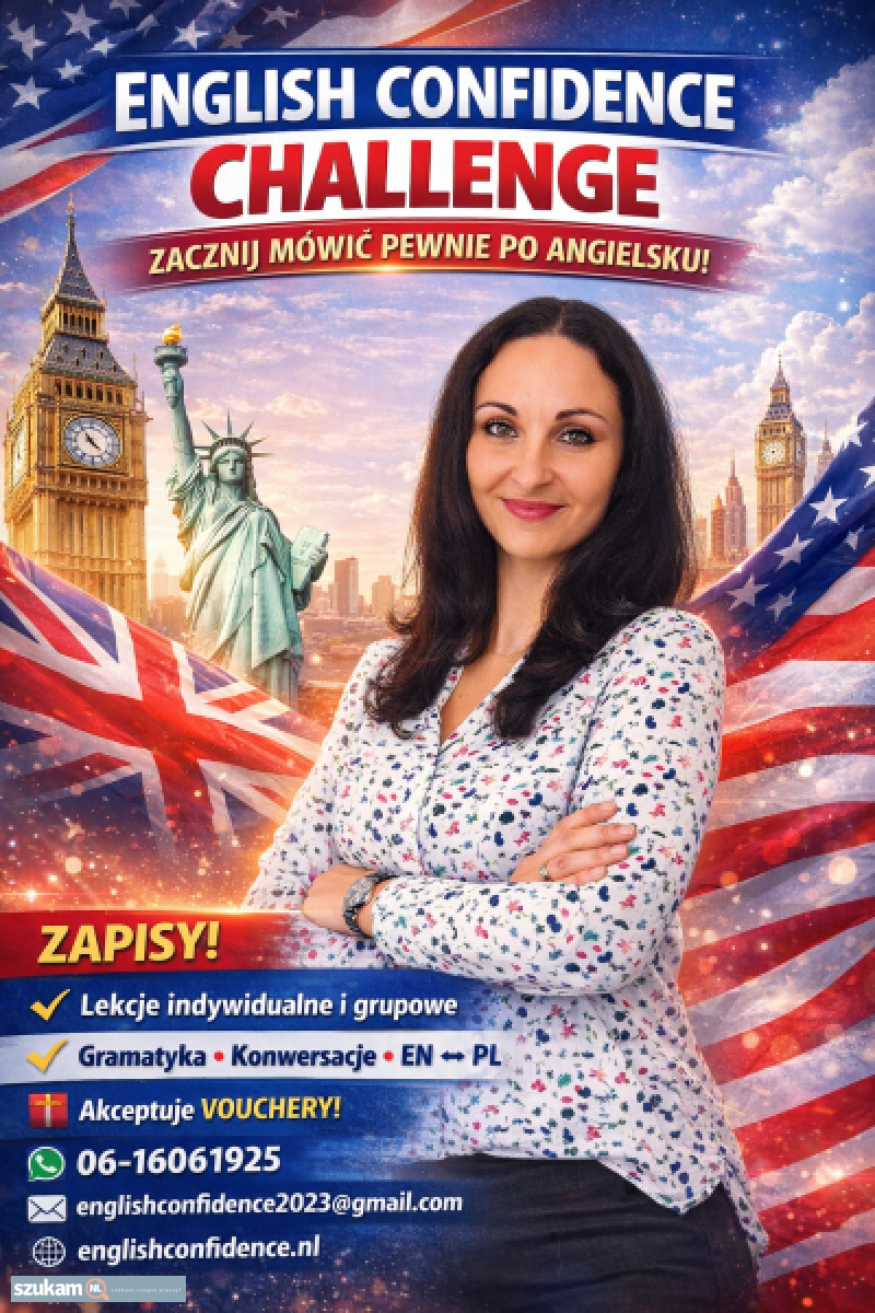 Ogłoszenie NAUKA ANGIELSKIEGO VLAARDINGEN I ONLINE w kategorii Szkoły językowe w lokalizacji Zuid-Holland