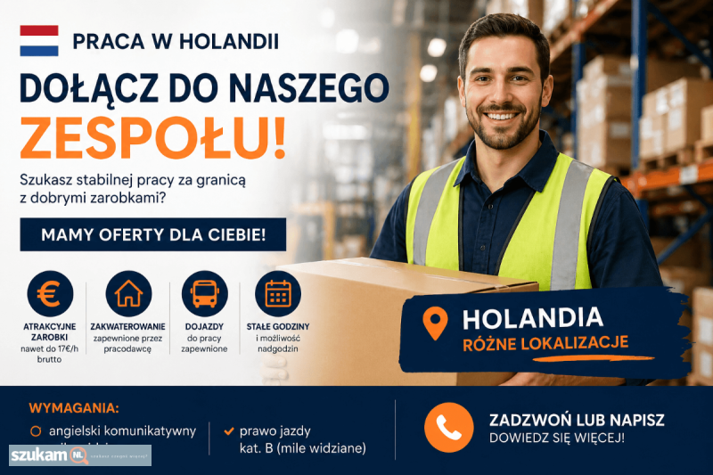 Ogłoszenie 🇳🇱 Praca w Holandii stabilne godziny i tygodniówki w kategorii Dam pracę w lokalizacji Holandia